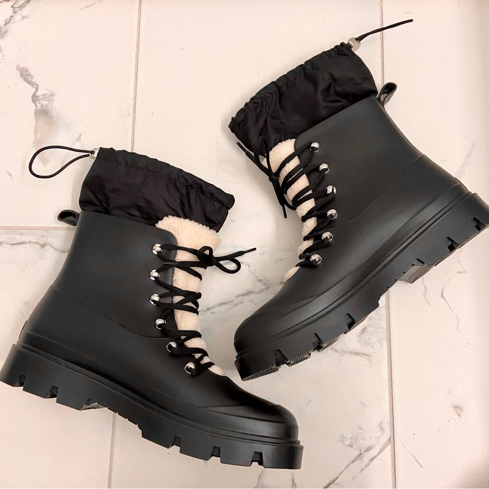 Marc Fisher Boots Womens 11 Freely Lug Sole Waterproof Sherpa Rubber Gorpcore - Picture 8 of 11
